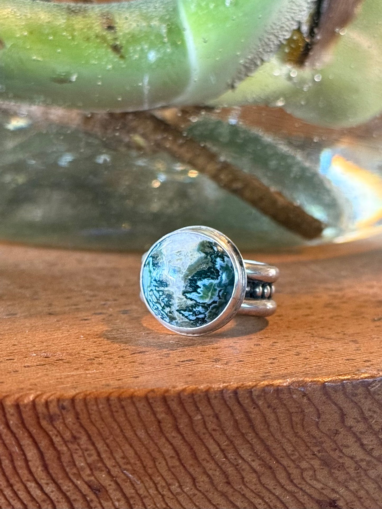Blue Tide Seam Agate Ring